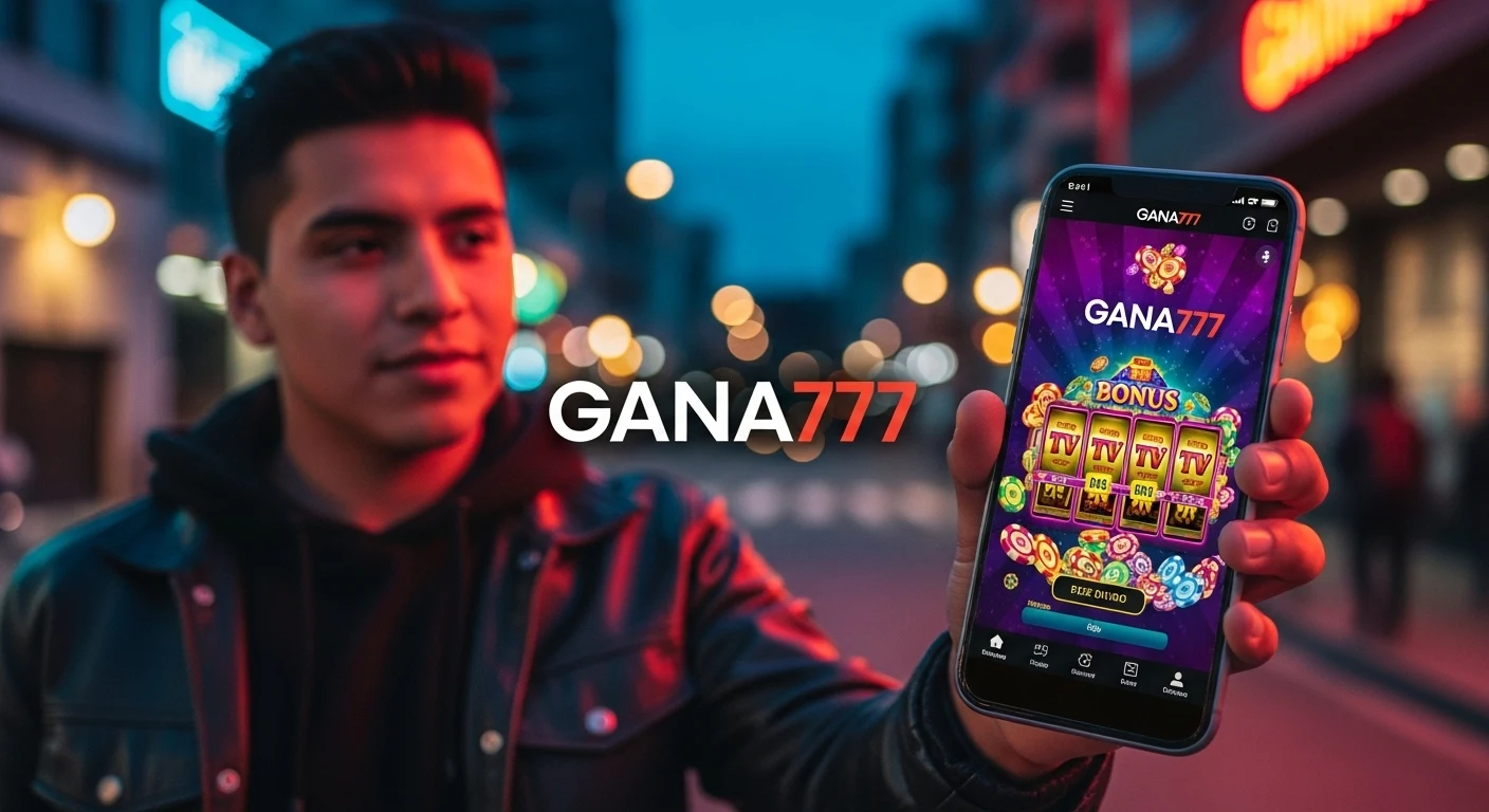 Gana777 casino móvil en Guatemala con jugador usando app y juegos de casino online